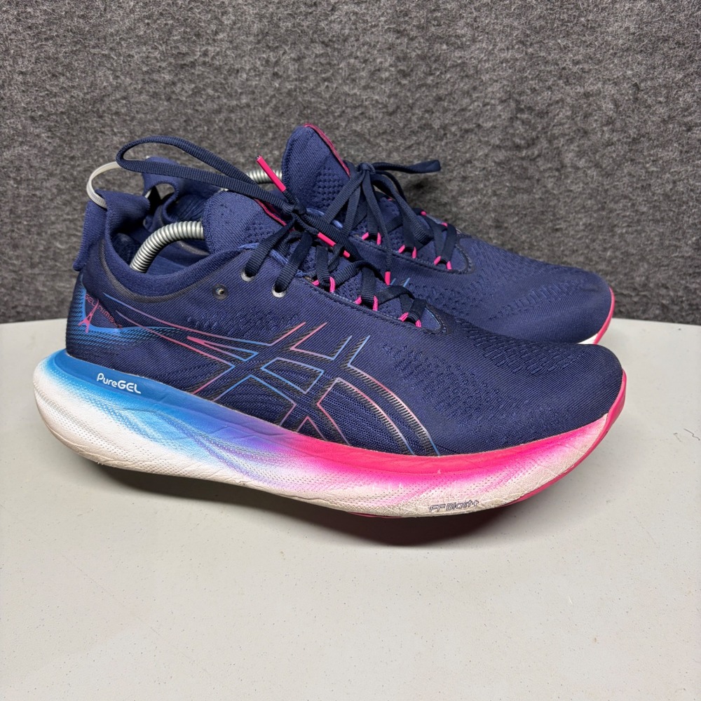 ASICS Gel-Nimbus 25 Paris Navy Pink Blue Running Shoes 1012B545 Mens 12
